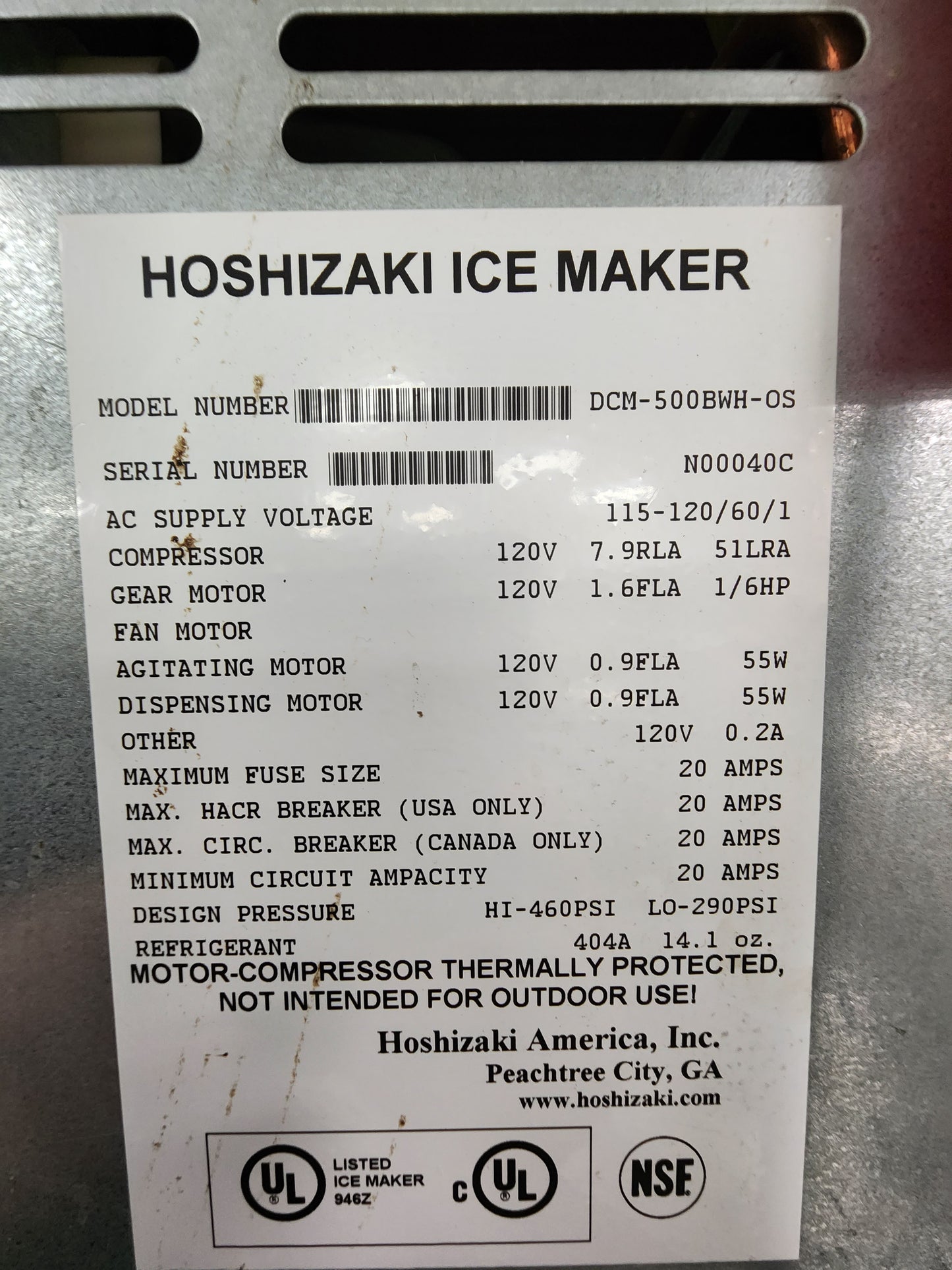Used Hoshizaki DCM-500BWH-OS Opti-Serve Ice Machine and Water Dispenser - 40 lb. Storage Water Cooled