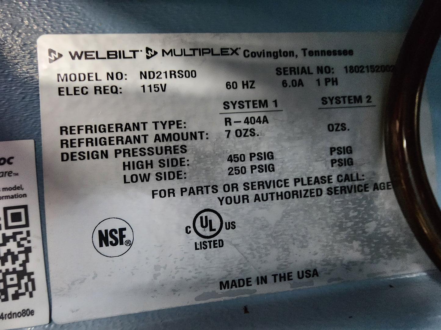 Used Welbilt Multiplex ND21RS00 Nitrogen Beverage Dispenser