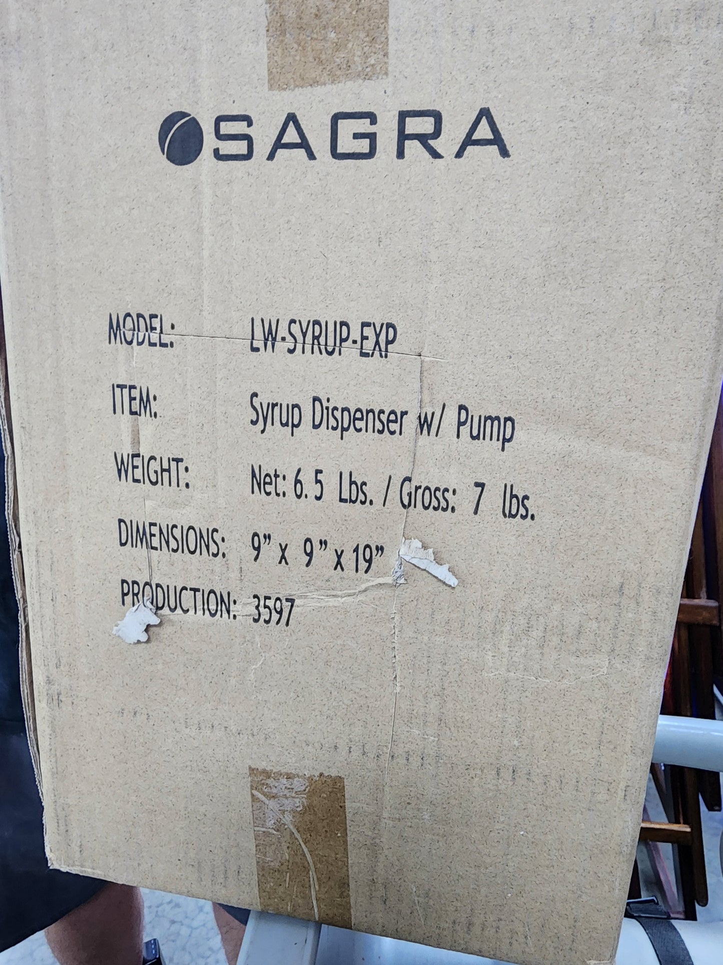 New Sagra LW-SYRUP-EXP Syrup Dispenser with Pump