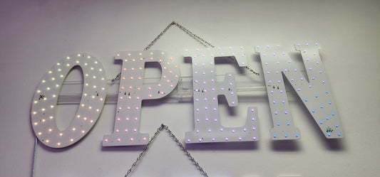 Open Medium Size LED Sign - RGBW WAVE EFFECT, 14X40"