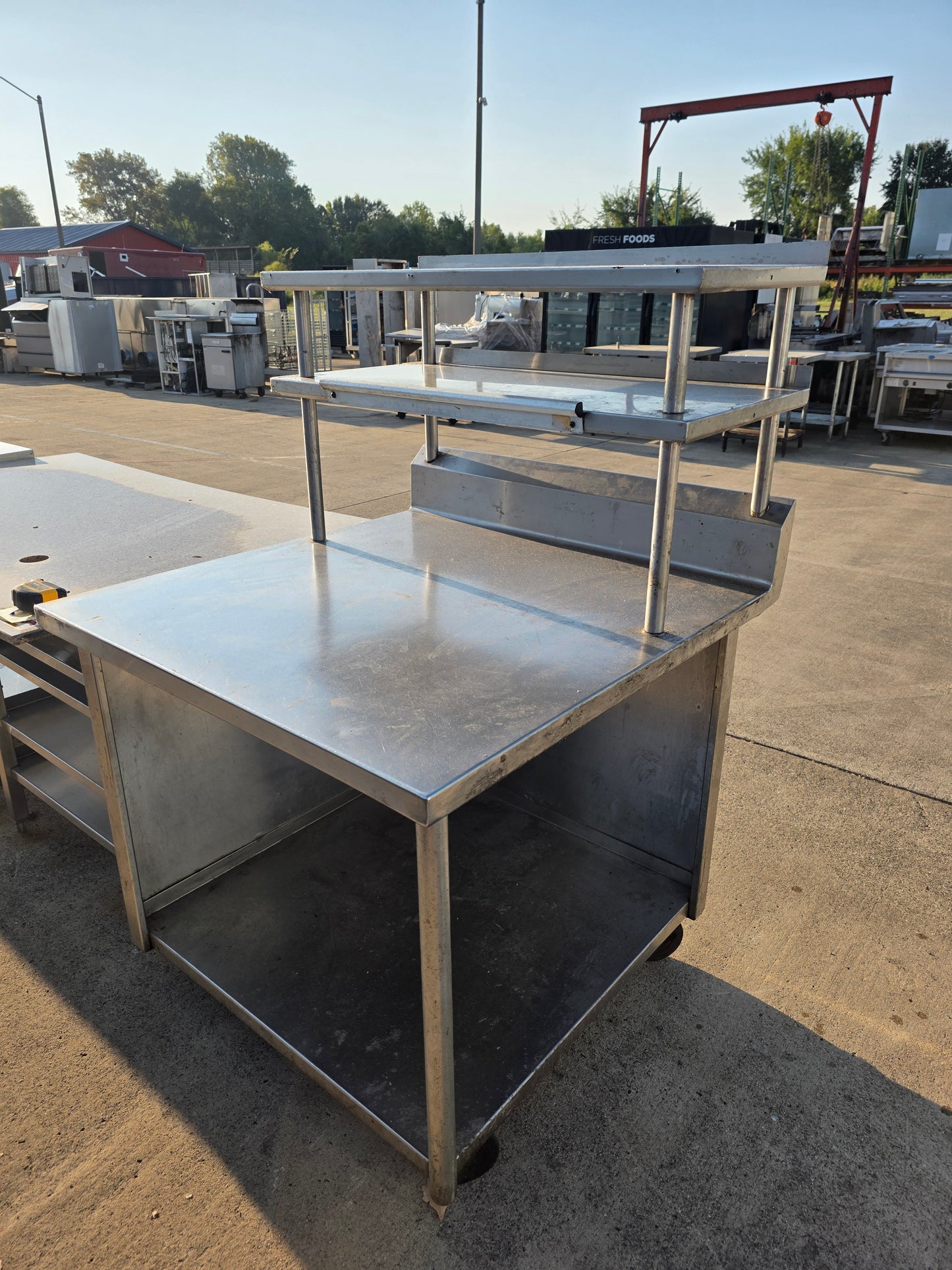Used 38" Stainless Steel Table with Over Shelves and Casters - SS333 - COZ