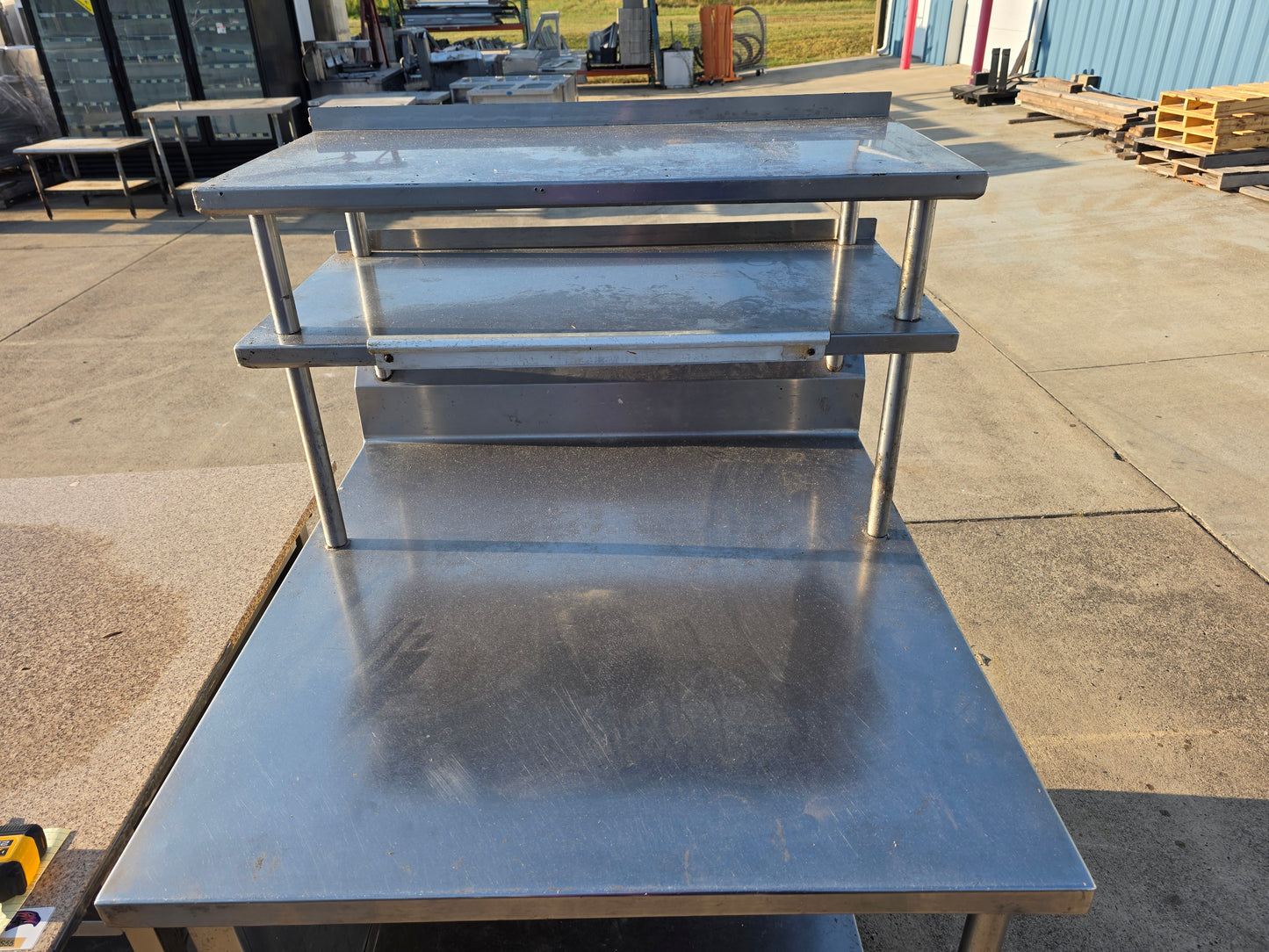 Used 38" Stainless Steel Table with Over Shelves and Casters - SS333 - COZ