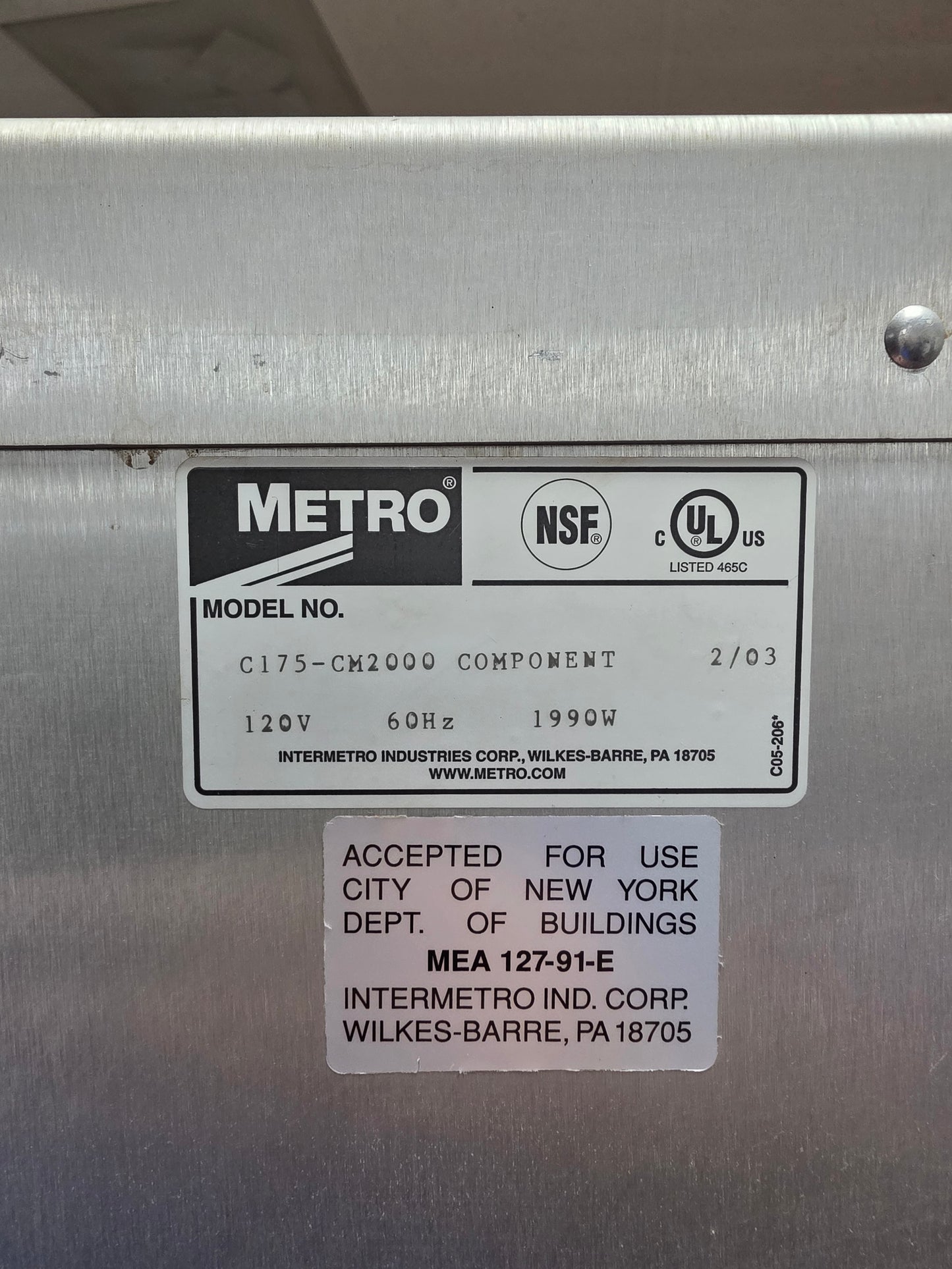 Used Metro C175-CM2000 Uninsulated Heated Warming Proofing Cabinet 120V