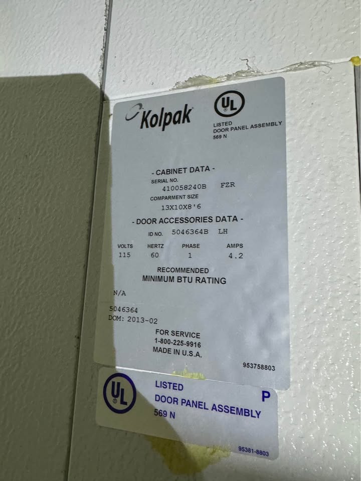 Used Premium Kolpak Walk in Cooler/Freezer Combo 14’x8’