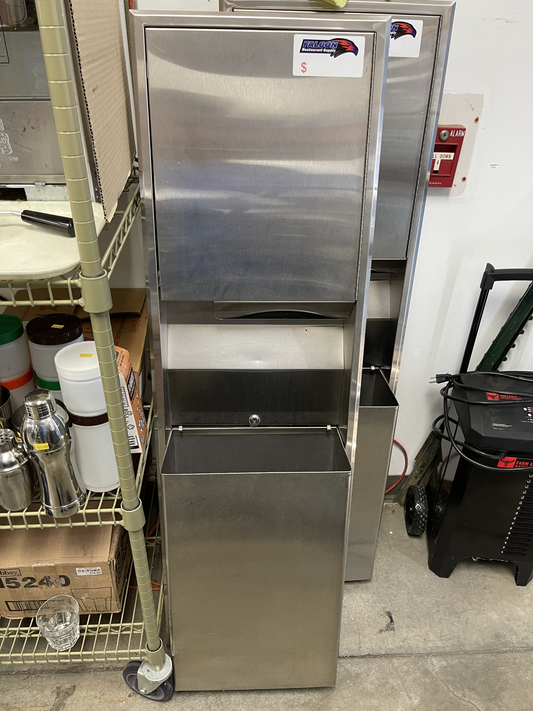 Used Bobrick ClassicSeries Recessed Convertible Folded Paper Towel Dispenser/Receptacle