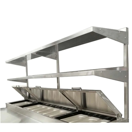 New Atosa MROS-44P Stainless Steel Double Overshelf for Pizza Prep Table