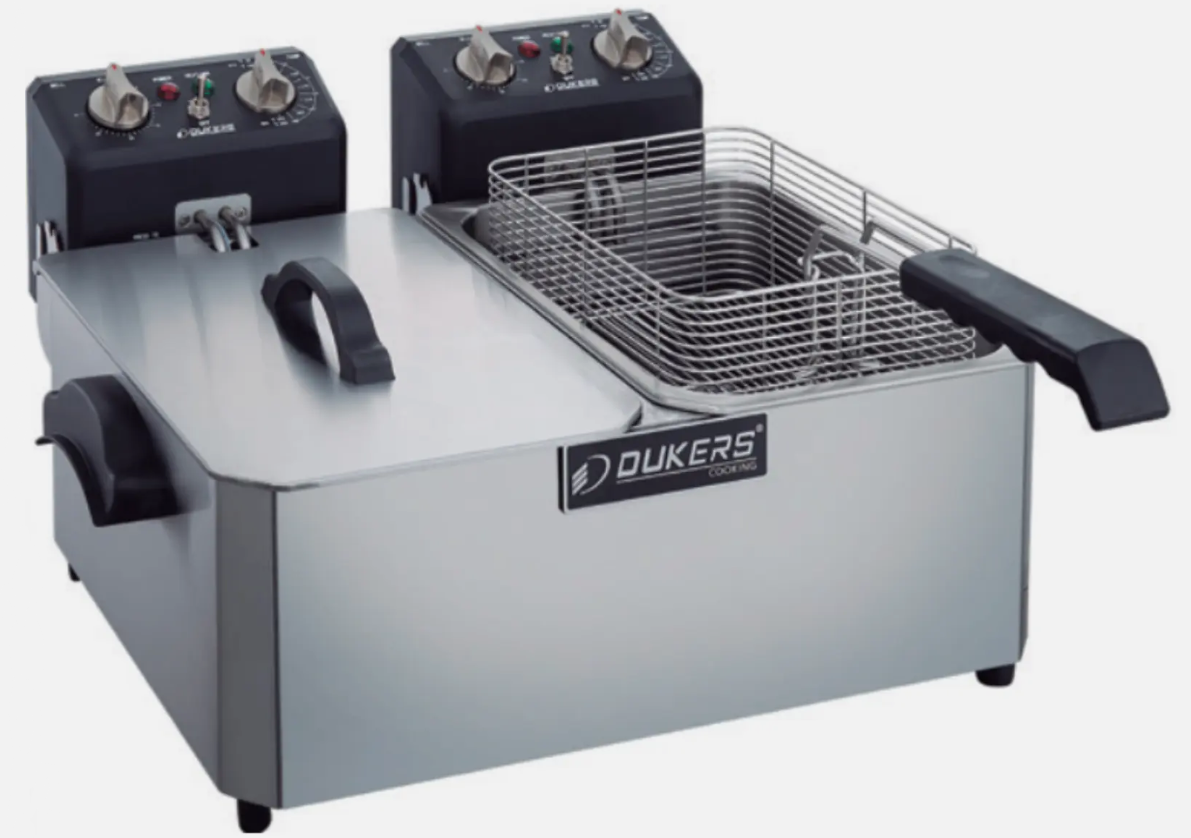 New Dukers - DCF7ED, 14lb Two Basket Electric Countertop Deep Fryer