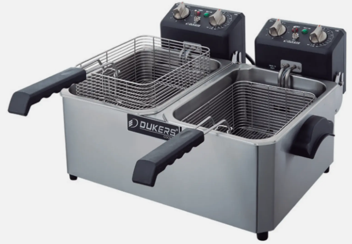 New Dukers - DCF7ED, 14lb Two Basket Electric Countertop Deep Fryer