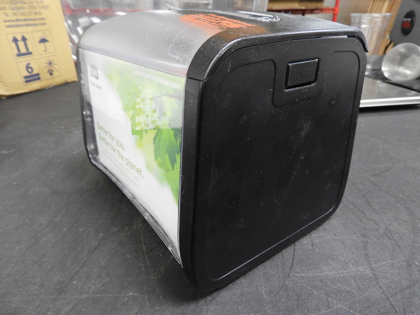 Used Tork Xpressnap Tabletop Napkin Dispenser, 7.9"W x 5.9"D x 6.1"H, Black C IP