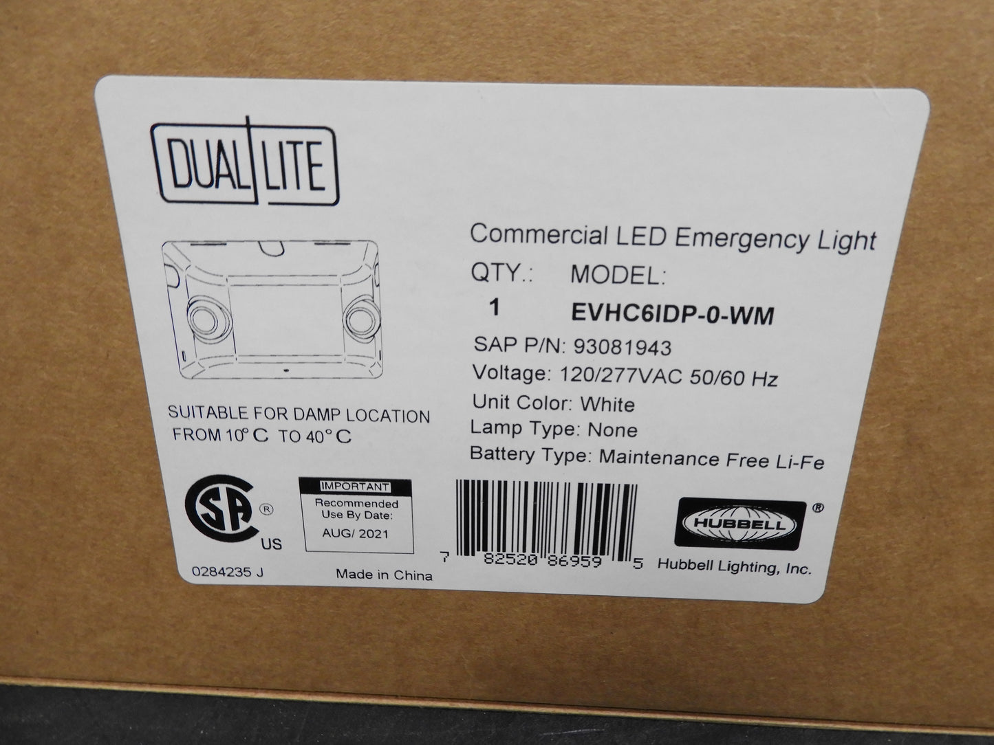 New Dual Lite Commercial Emergency LED Light EVHC6IDP-0-WM