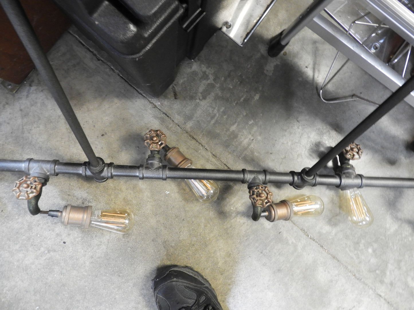 Used Steampunk Industrial Water Pipe and Spigot 6 LED Ceiling Light