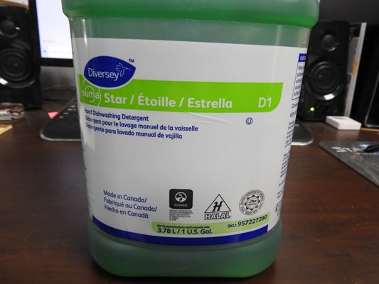 New Diversey Suma Star D1 Hand Dishwashing Detergent Unscented 1 Gal Bottle