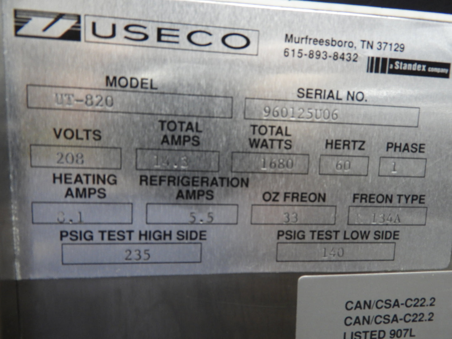 Used USECO Unitray 820 Heated and Cooled Food Holding Cabinet with Caster Wheels