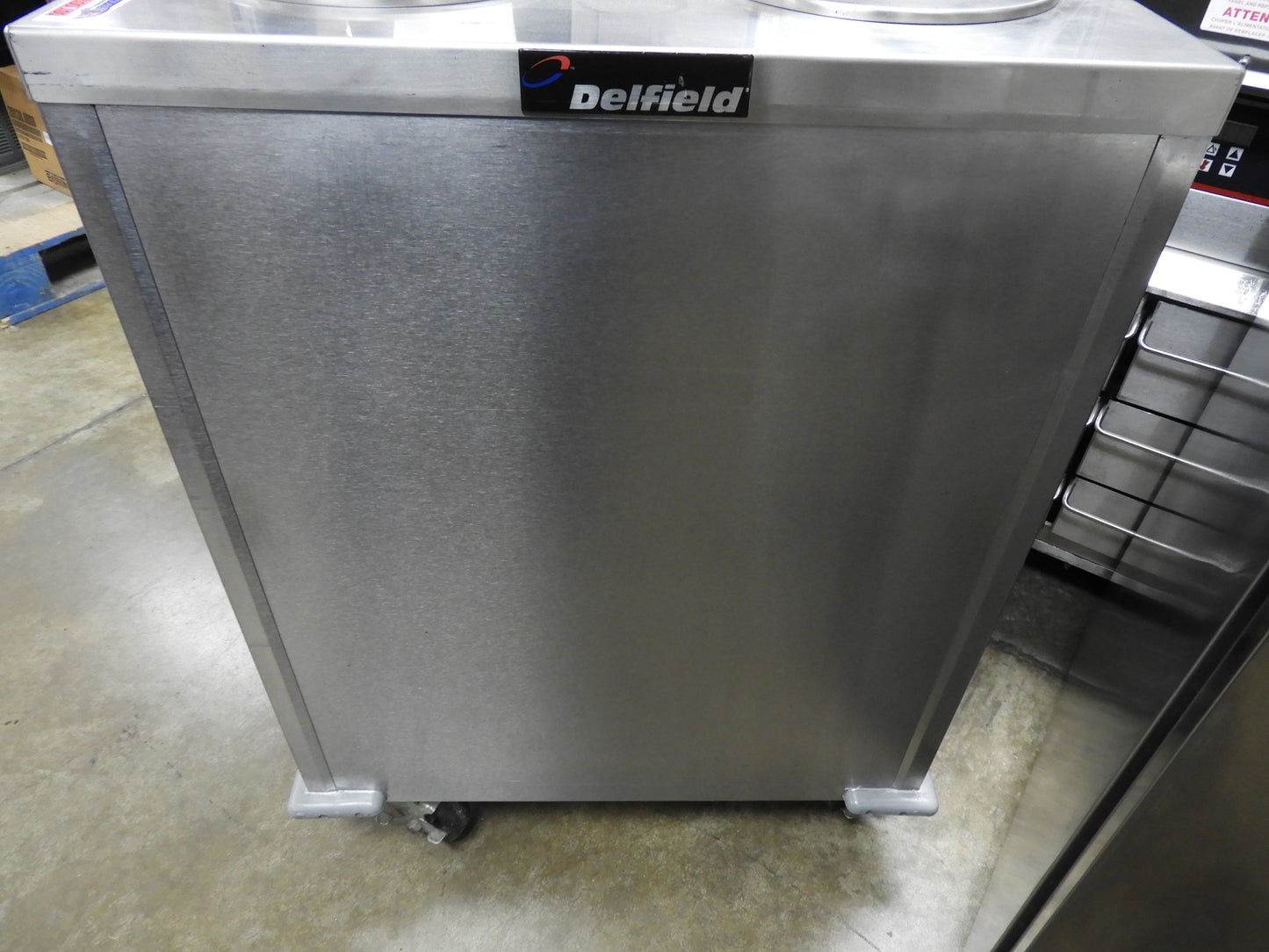 Used Delfield CAB2-650ET Even Temp Mobile Enclosed Two Stack Heated 144 Dish Dispenser