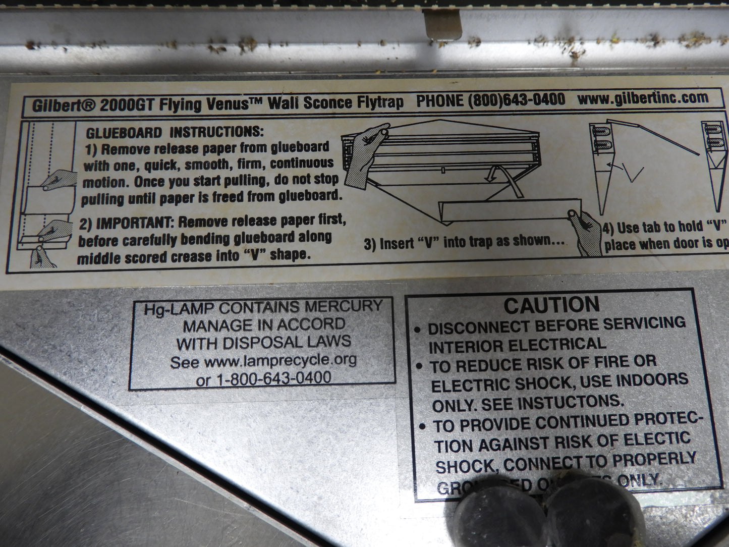 Used Gilbert 2000GT Flying Venus Wall Mount Commercial UV Insect Light Trap w/ Glueboard 120V