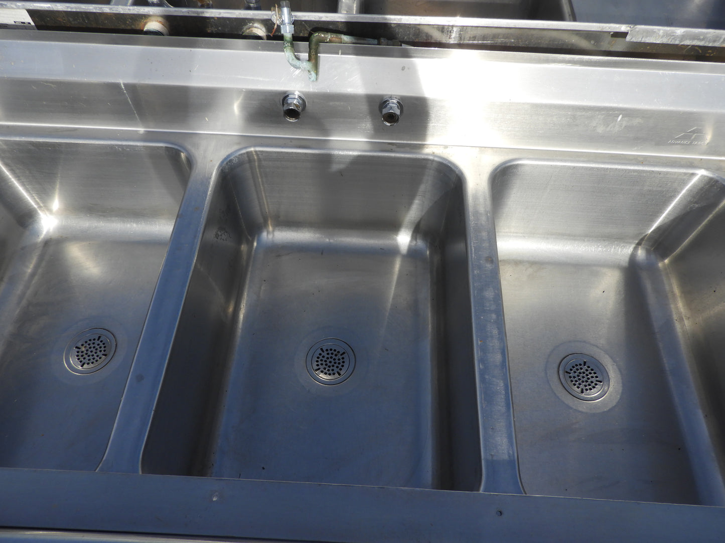 Used 3 Compartment Stainless Steel Commercial Sink with Twist Drains - SS20