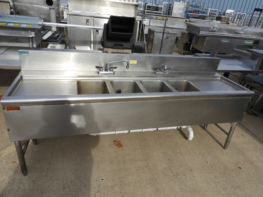 Used Under Counter 4 Compartment Stainless Steel Commercial Bar Sink - SS15