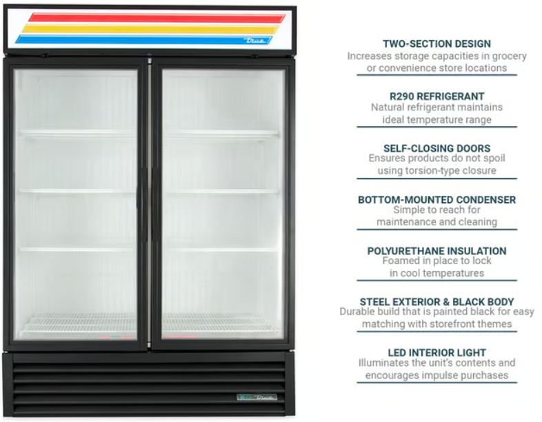 True GDM-49F 2022 Glass 2-Door Reach-In Merchandising Freezer - 10380717