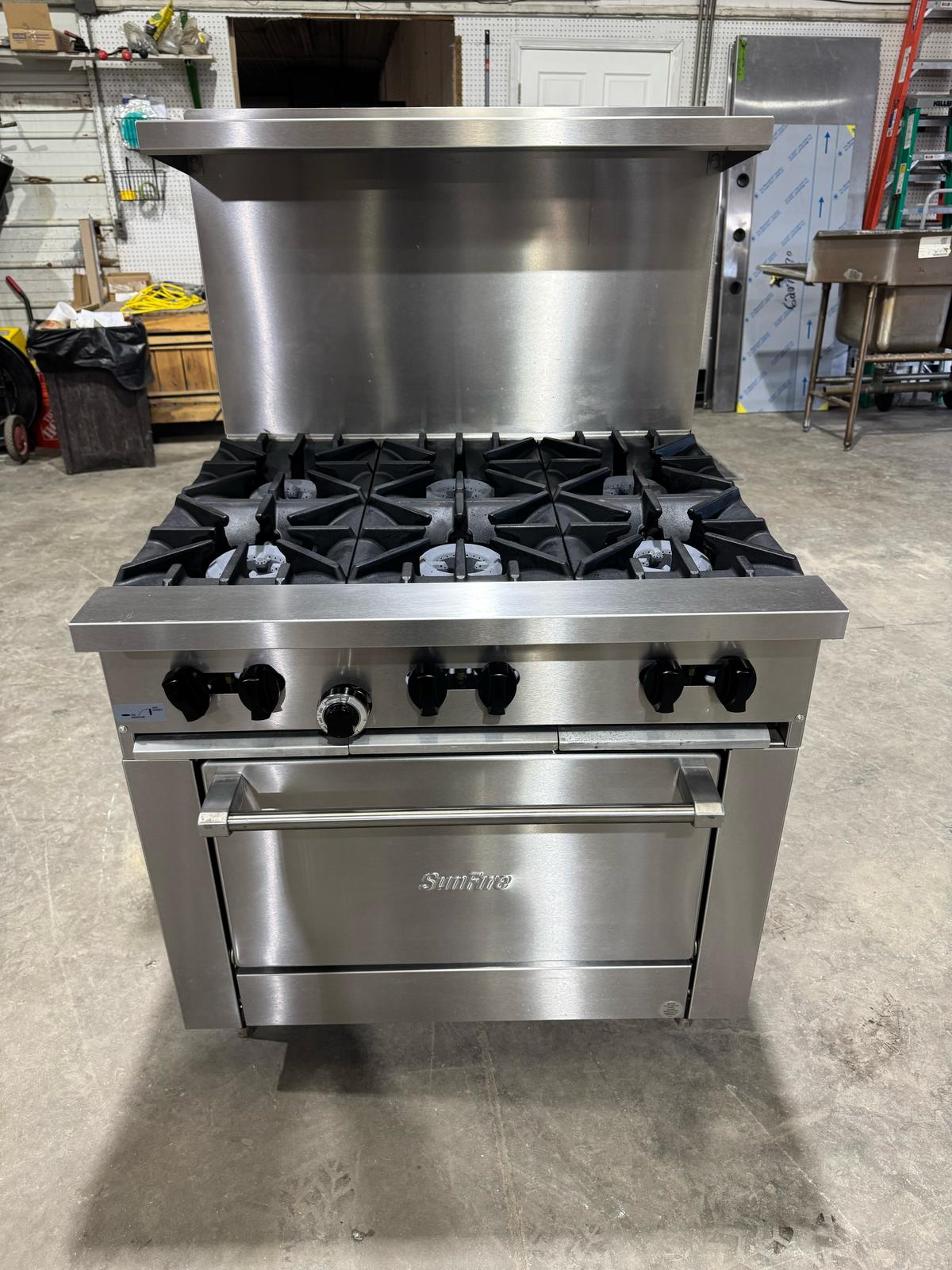 Used Garland SunFire X36-6R 6 Burner 36" NG Range with Standard Oven - 213,000 BTU