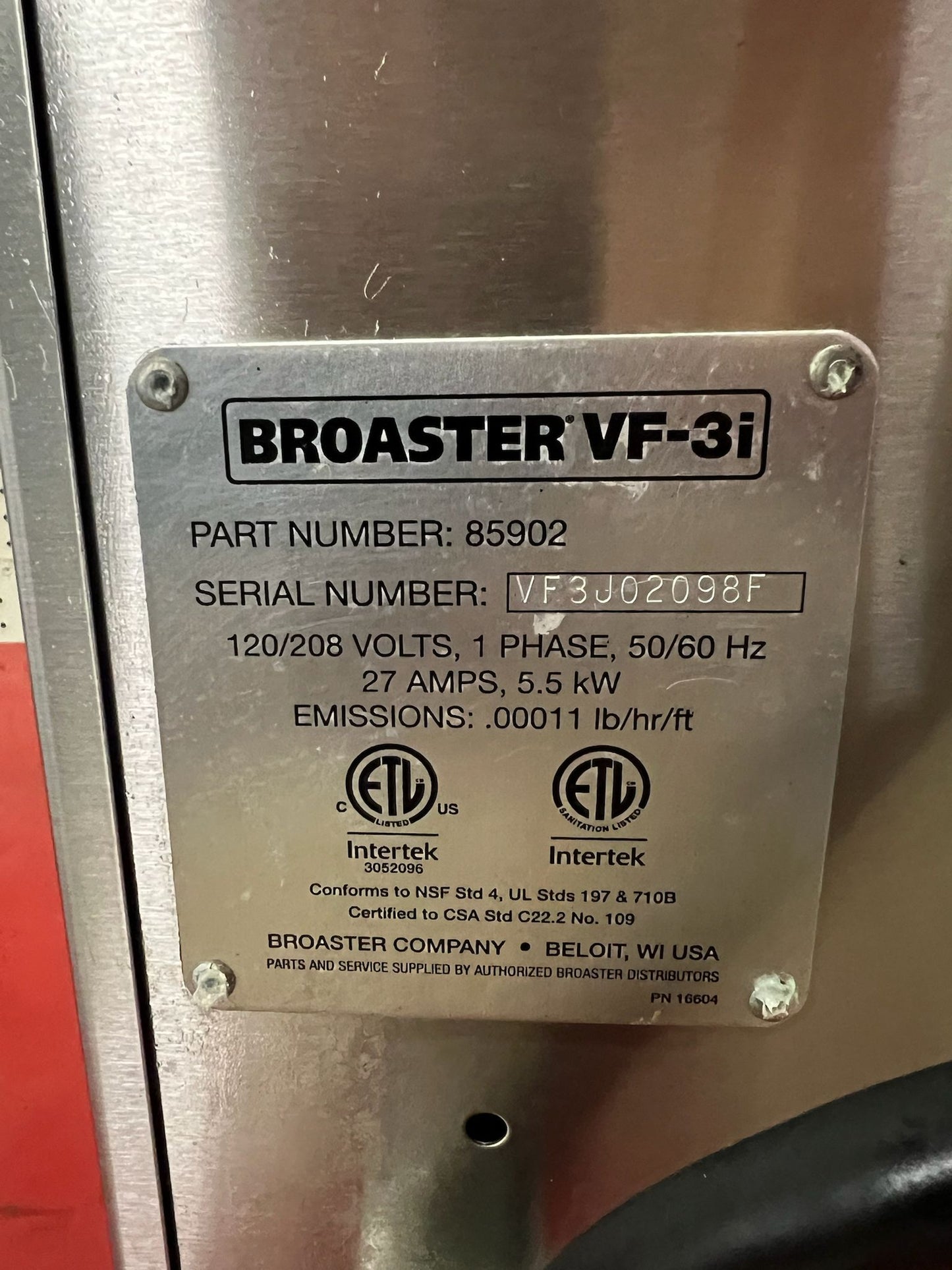 Used Broaster VF-3 Ventless Countertop Fryer with ANSUL System 120/208V 1PH
