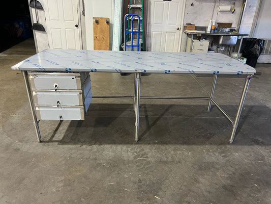 New John Boos 96"x36" Stainless Steel Table with 3 Drawers