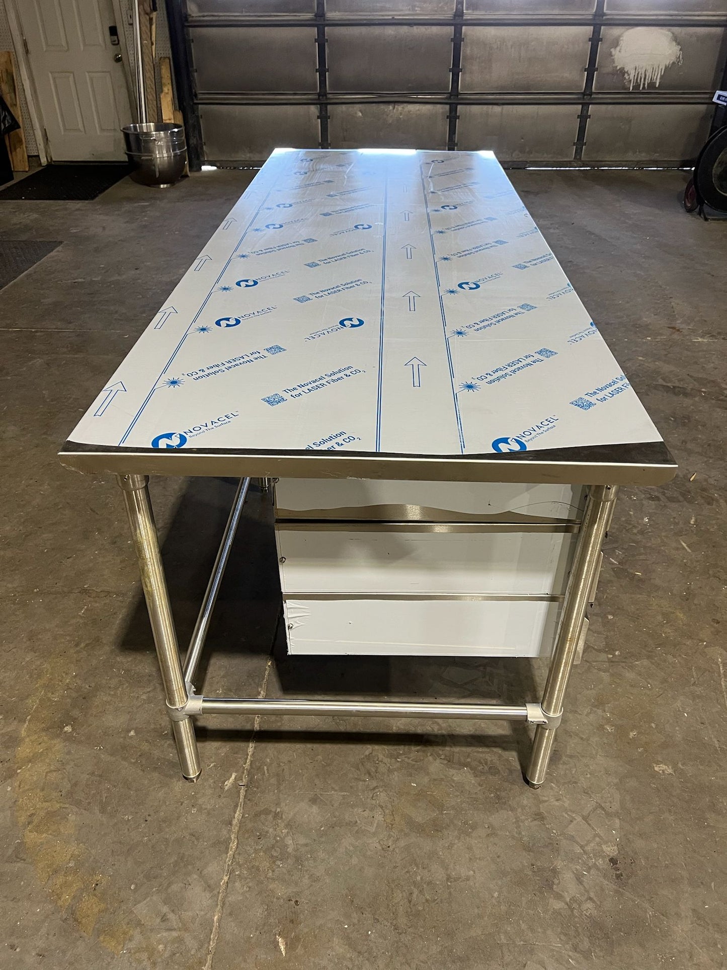 New John Boos 96"x36" Stainless Steel Table with 3 Drawers