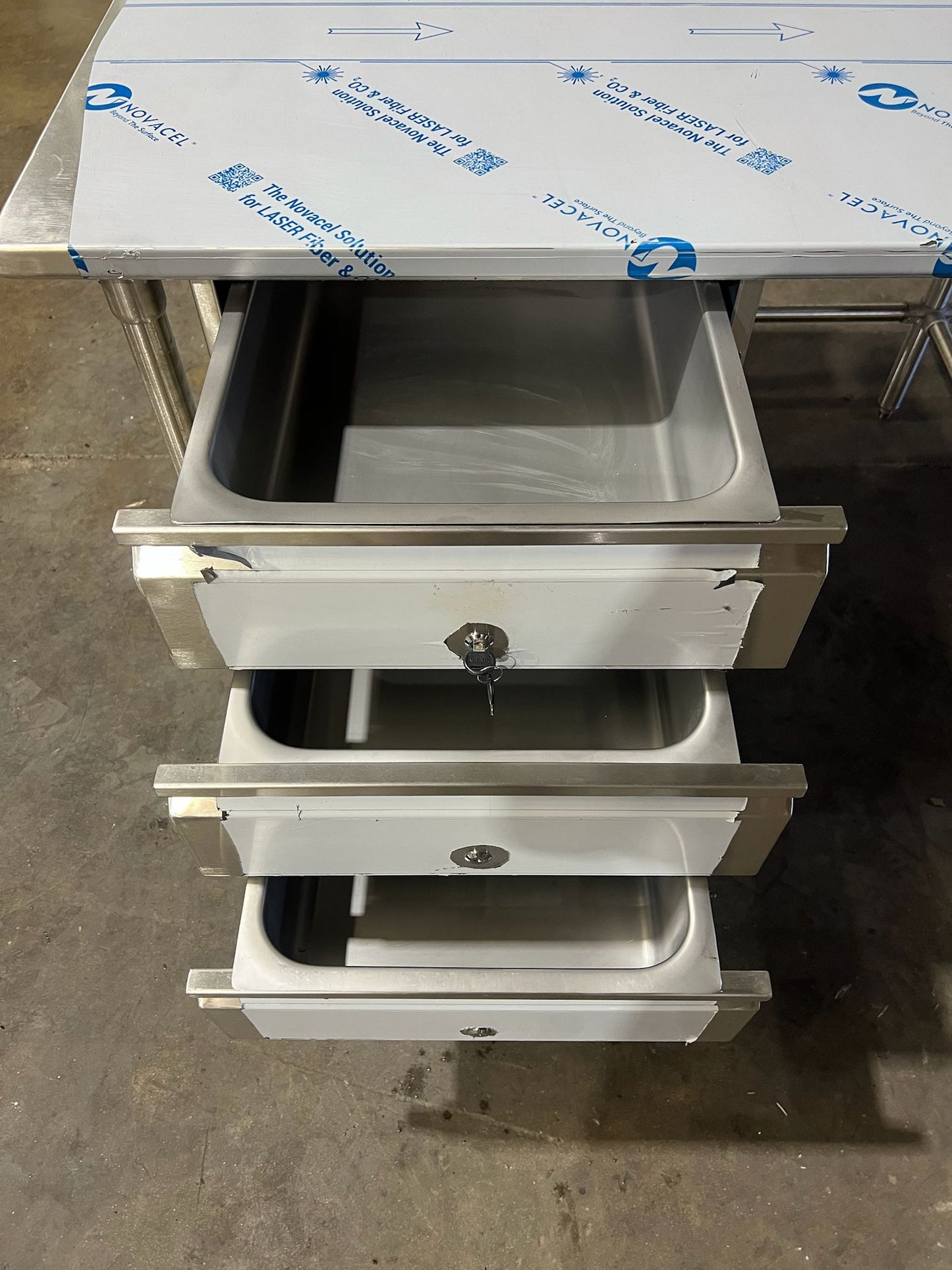 New John Boos 96"x36" Stainless Steel Table with 3 Drawers