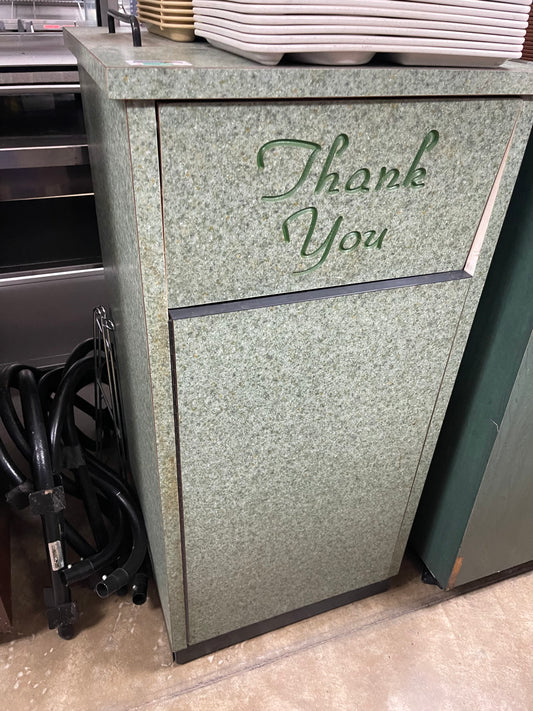 Used 22.75" x 22.75" Green Marbled Laminate Trash Can Receptacle.