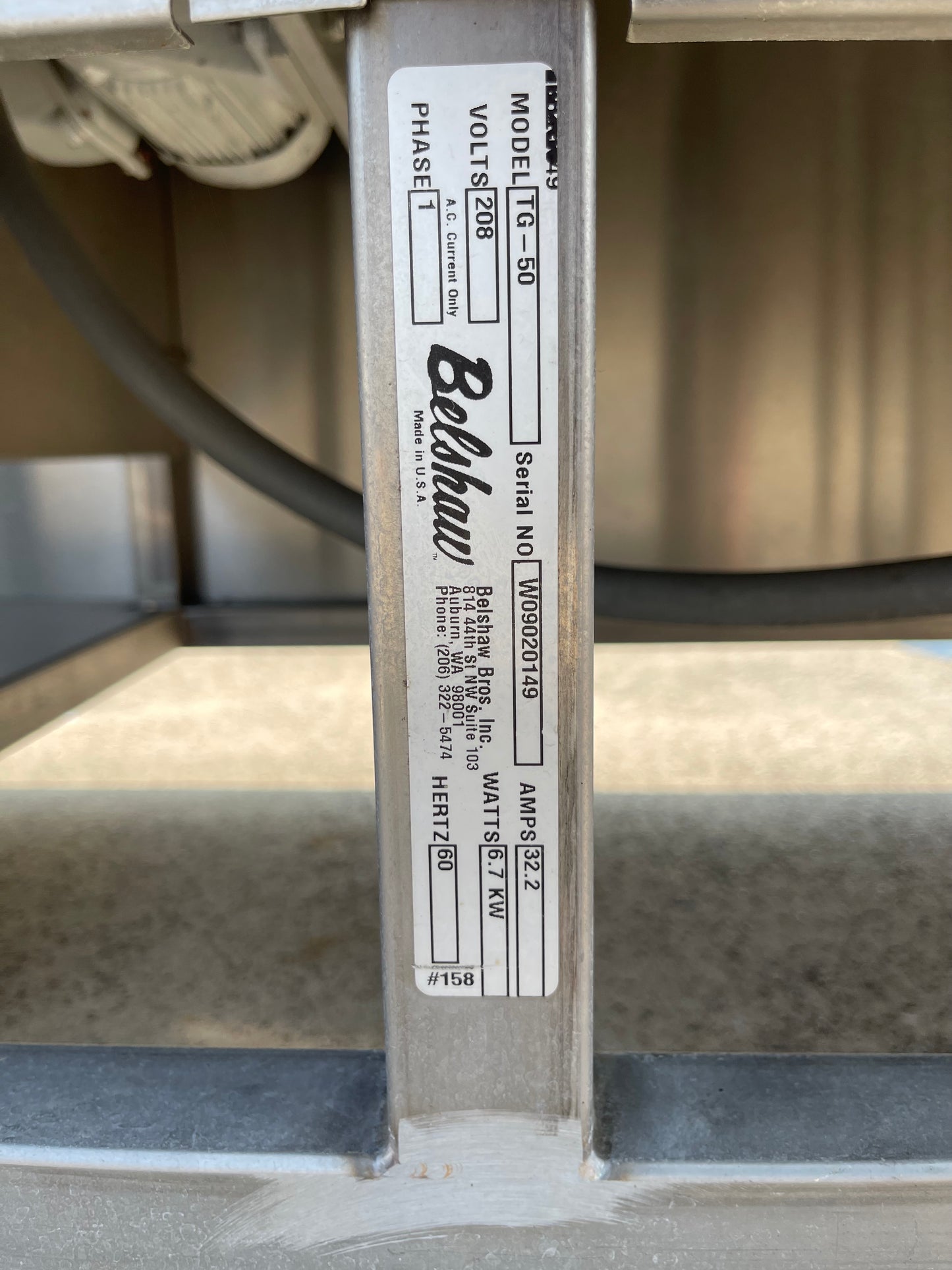 Used Belshaw Thermoglaze TG-50 Donut Glazing Icing Machine 50-75dz Per Hour 208V