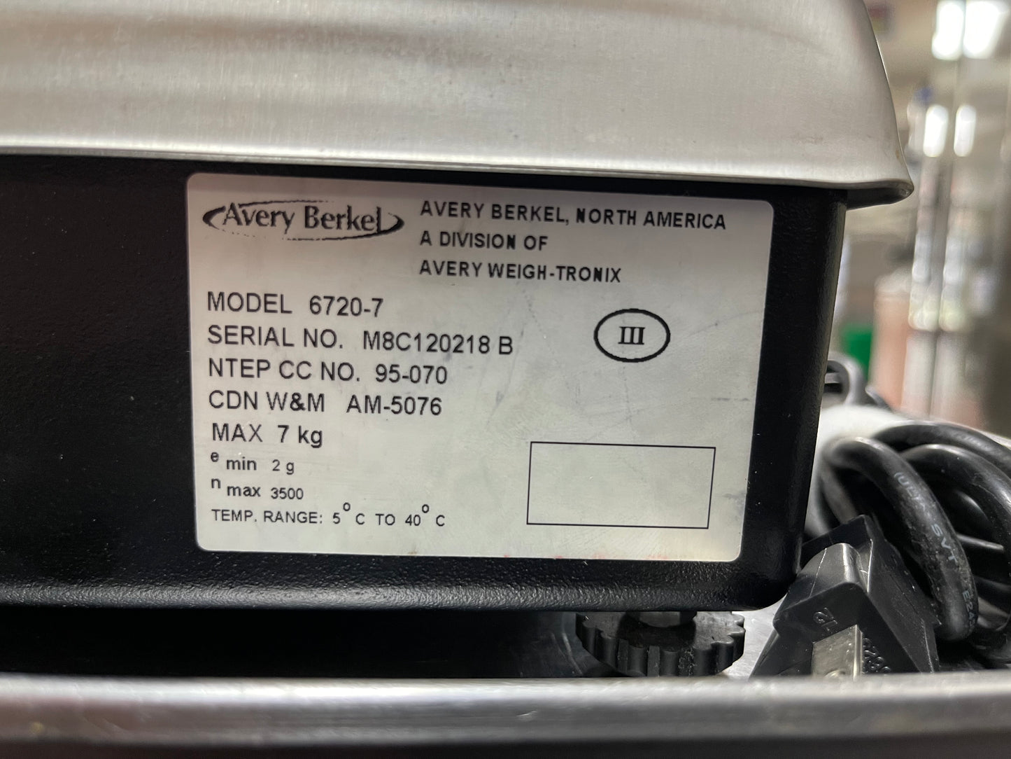 Used Avery Berkel 6720-7 POS Retail Bench Scale 15 x 005lb