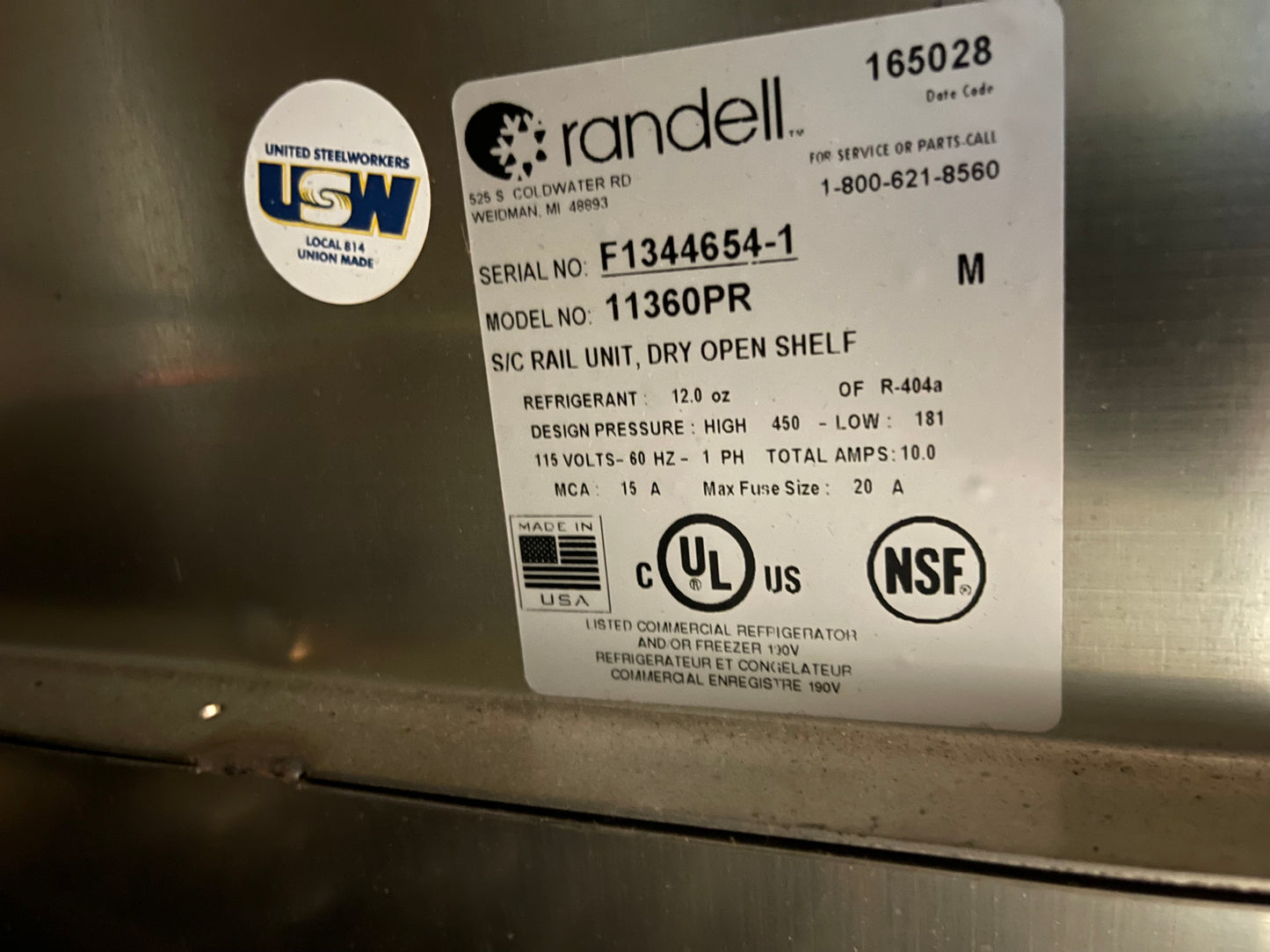 Used Randell 60" Stainless Equipment Stand with Refrigerated Cold Rail and Heated Shelf 120V