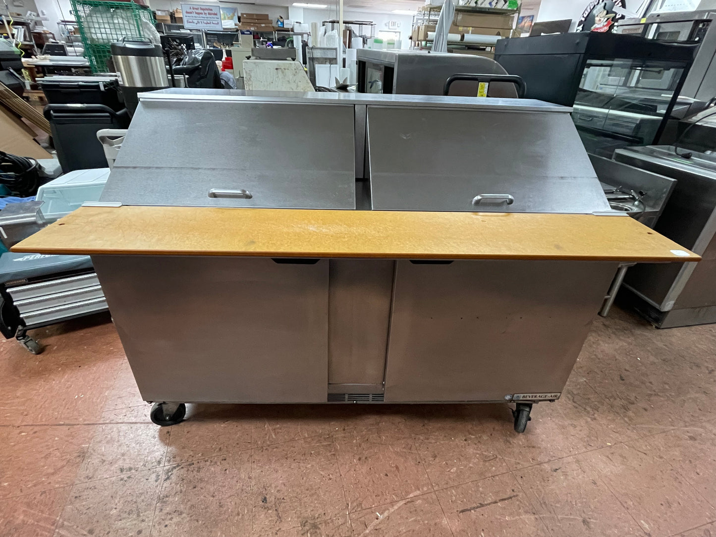 Used 60" Beverage-Air SPE60HC-24M Mega Top 2 Door Refrigerated Sandwich Prep Table - JS