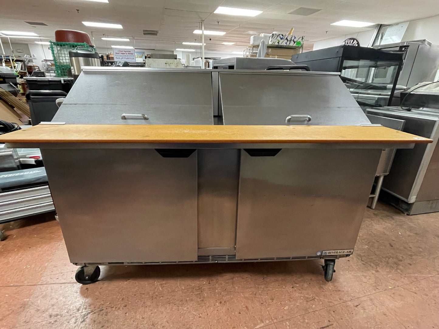 Used 60" Beverage-Air SPE60HC-24M Mega Top 2 Door Refrigerated Sandwich Prep Table - JS
