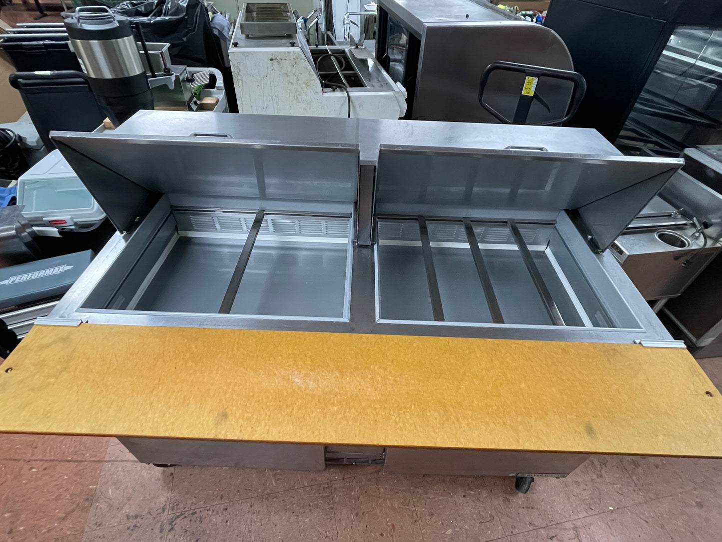 Used 60" Beverage-Air SPE60HC-24M Mega Top 2 Door Refrigerated Sandwich Prep Table - JS