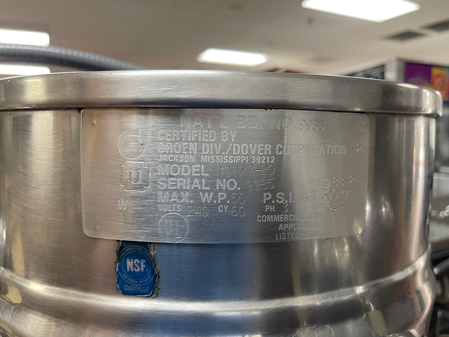 Used Groen TDB/7-20 5 Gallon Electric Table Top Tilting Self-Contained Kettle - 240V 3Ph