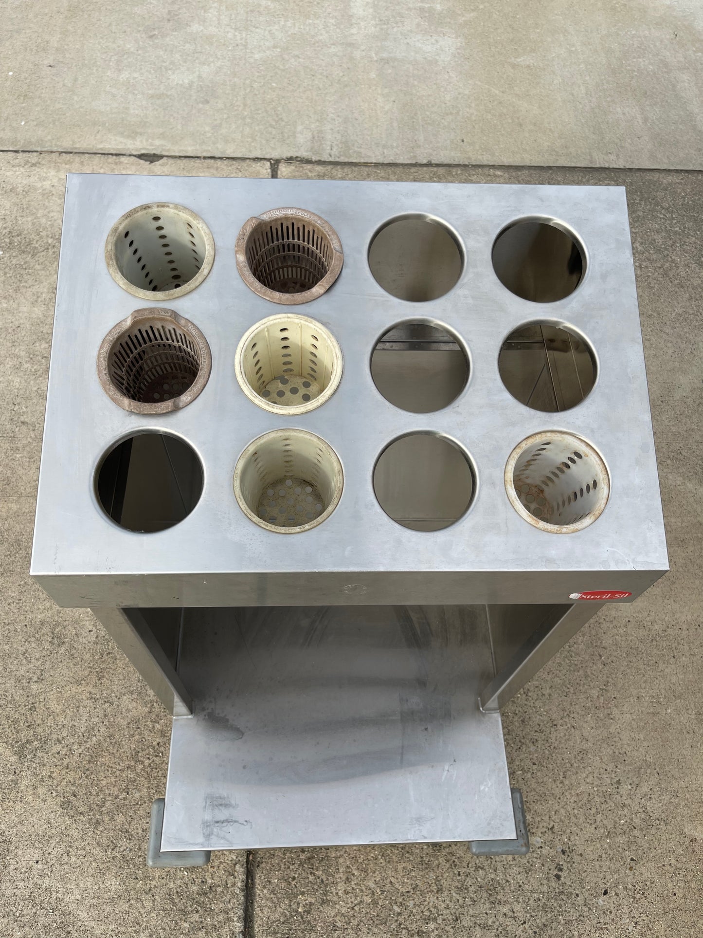 Used Steril-Sil 24-12 Open Base Stainless Steel Silverware / Tray Cart - SS272