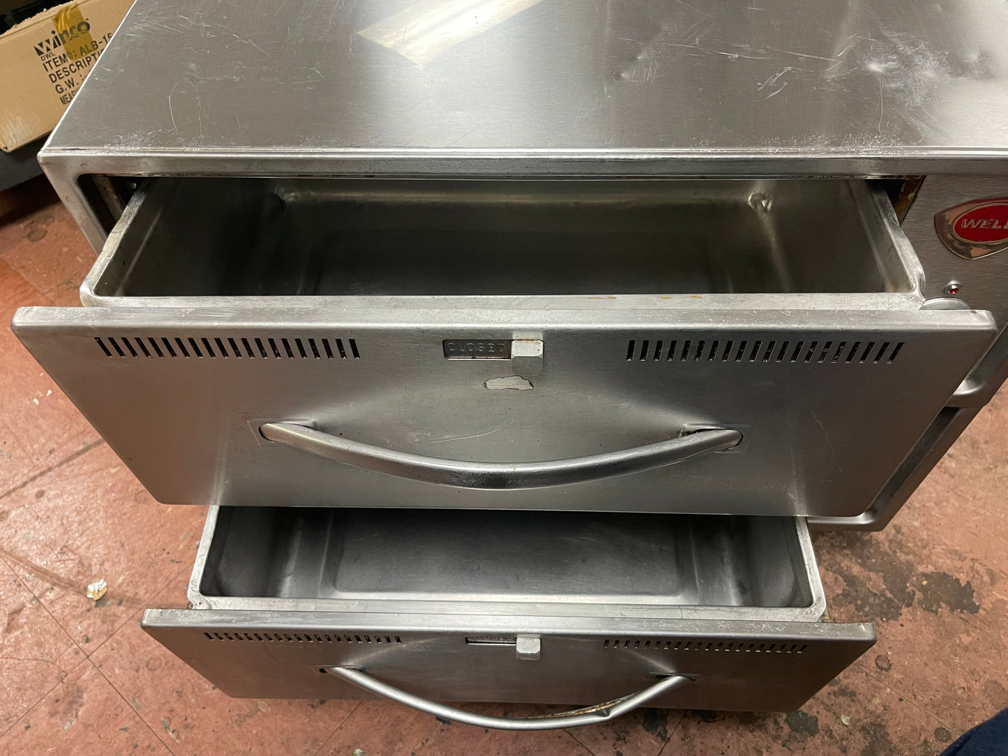 Used Wells Stainless Steel Freestanding 2 Drawer Food Chip Warmer 220V