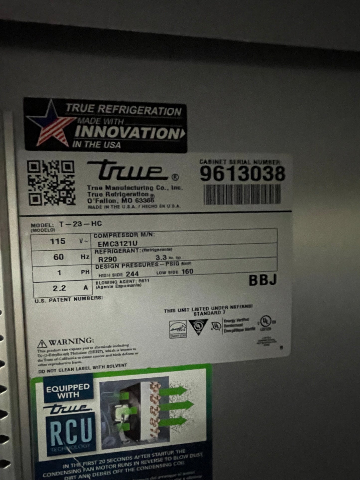 2019 True T-23-HC 27" Stainless Solid Single Door Reach-In Refrigerator 120V