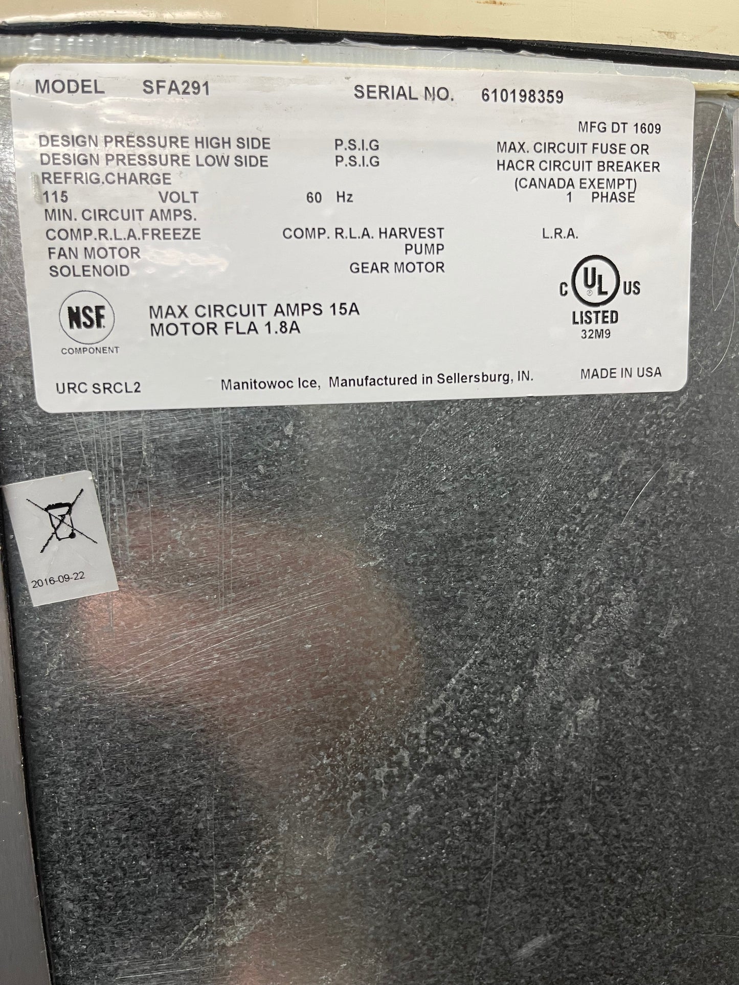 Used 30" Manitowoc SFA-291 Stainless Hotel Ice Dispenser Bin with Water Dispenser - 180lb 120V