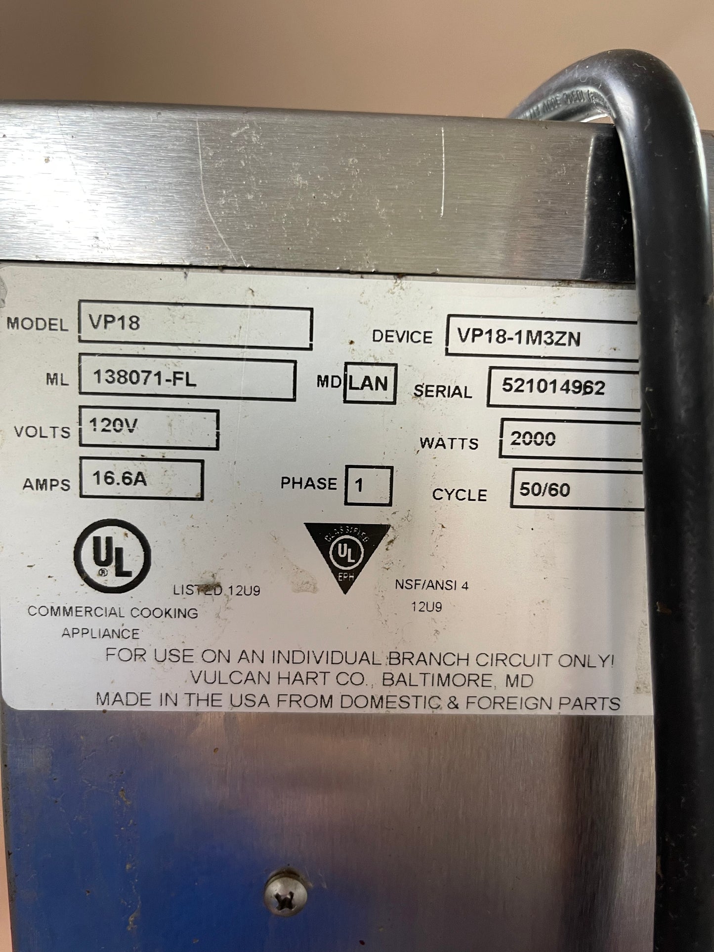 Used Vulcan VP18 Full Size Non-Insulated Humidified Warming Heated 36 Pan Holding / Proofing Cabinet - 120V