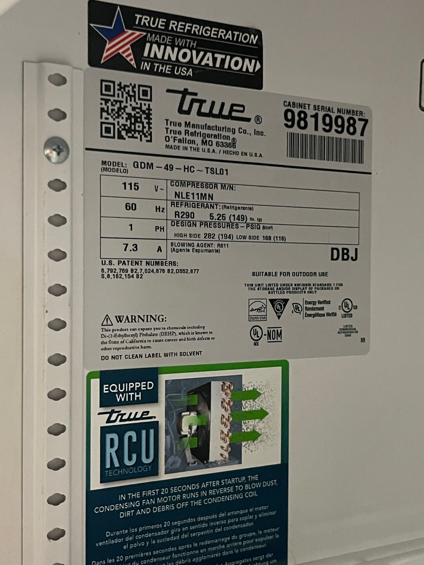 Used 2019 True GDM-49 2 Door Glass Reach-In Merchandising Cooler Refrigerator - 9783753