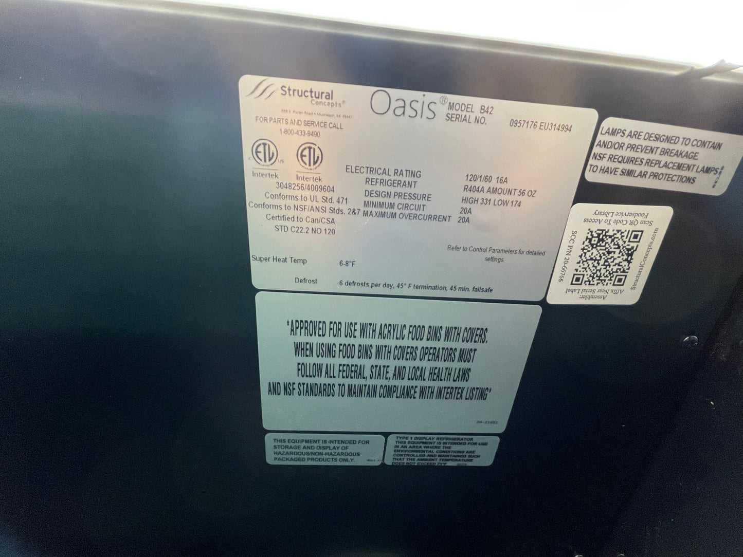 Used Oasis Refrigerated Self-Service Commercial Air Curtain Display Case with Door 120V