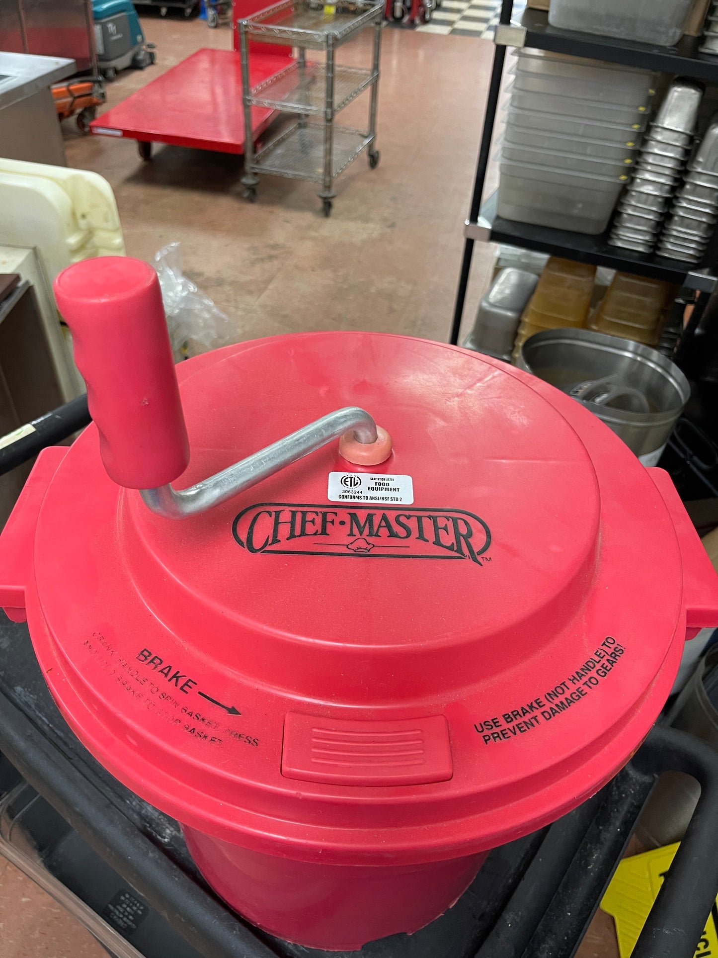 Used Chef Master Commercial 5 Gallon Salad Spinner with Braking System