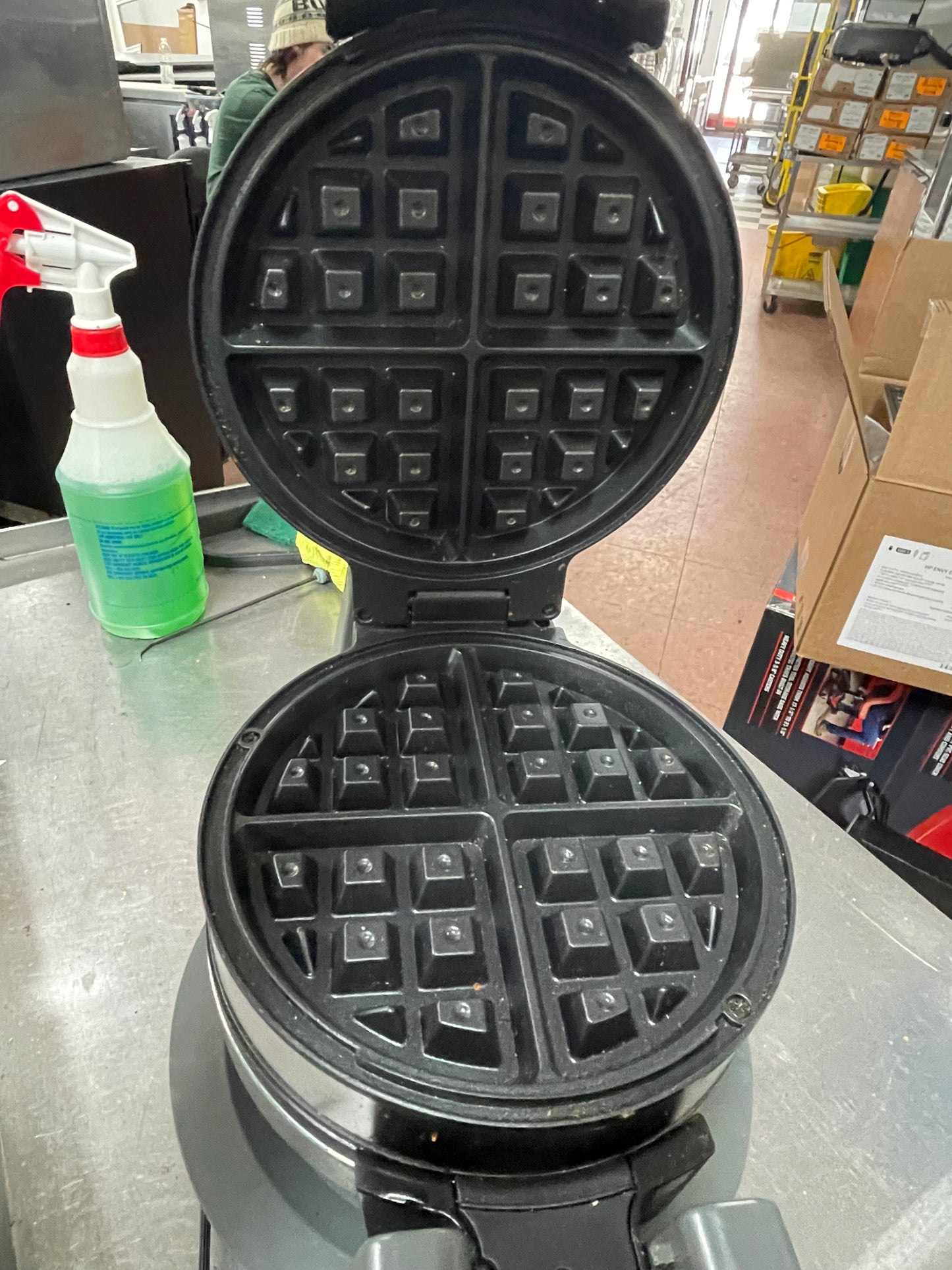 Used CRUX Double Rotating Belgian Waffle Maker Cooker Nonstick 120V 1400W