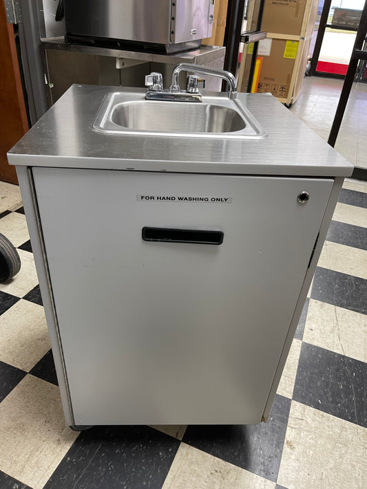 Used Self Contained Portable Sink with Pump, Water Heater and Collection Container 110V