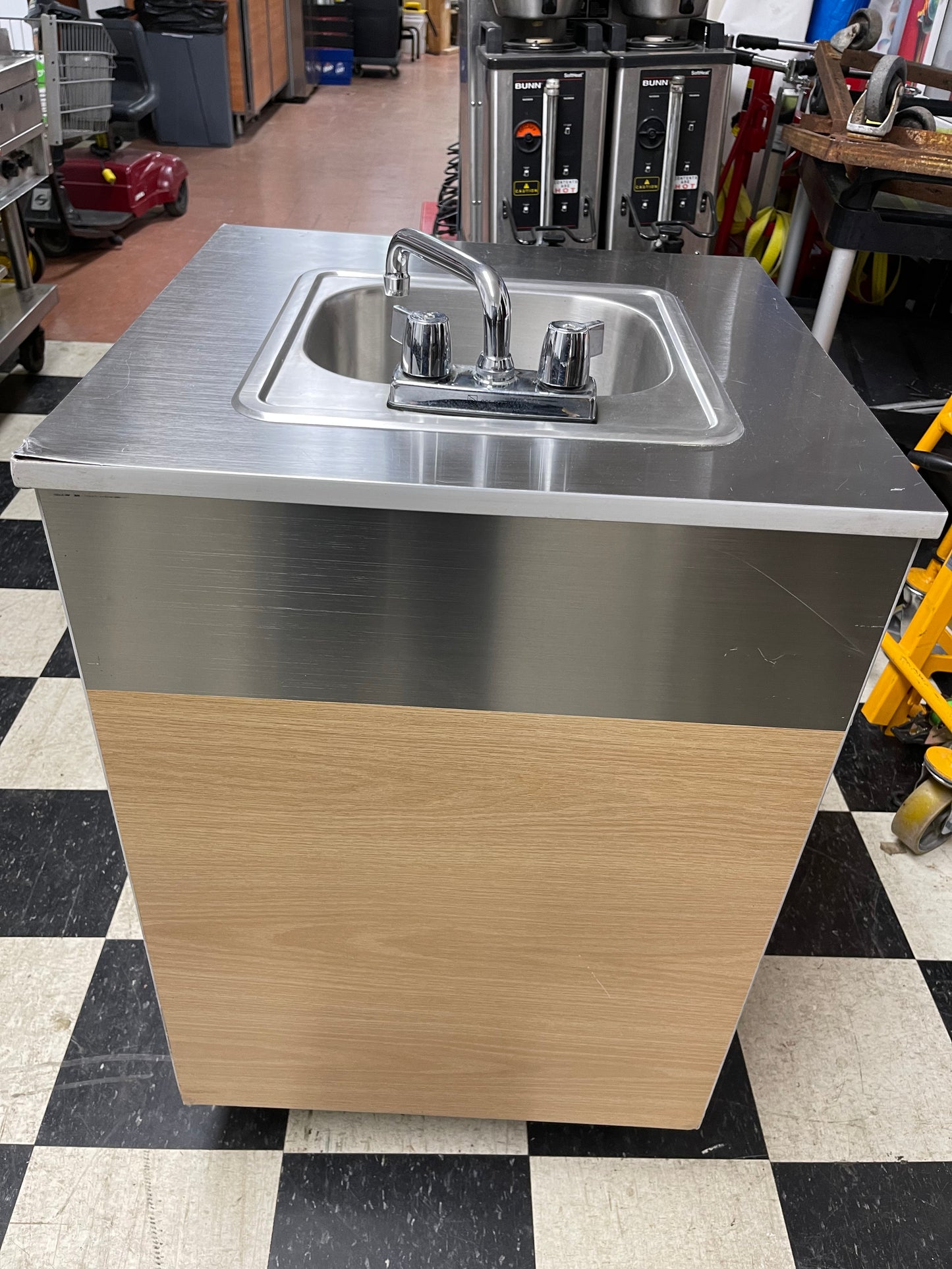 Used Self Contained Portable Sink with Pump, Water Heater and Collection Container 110V