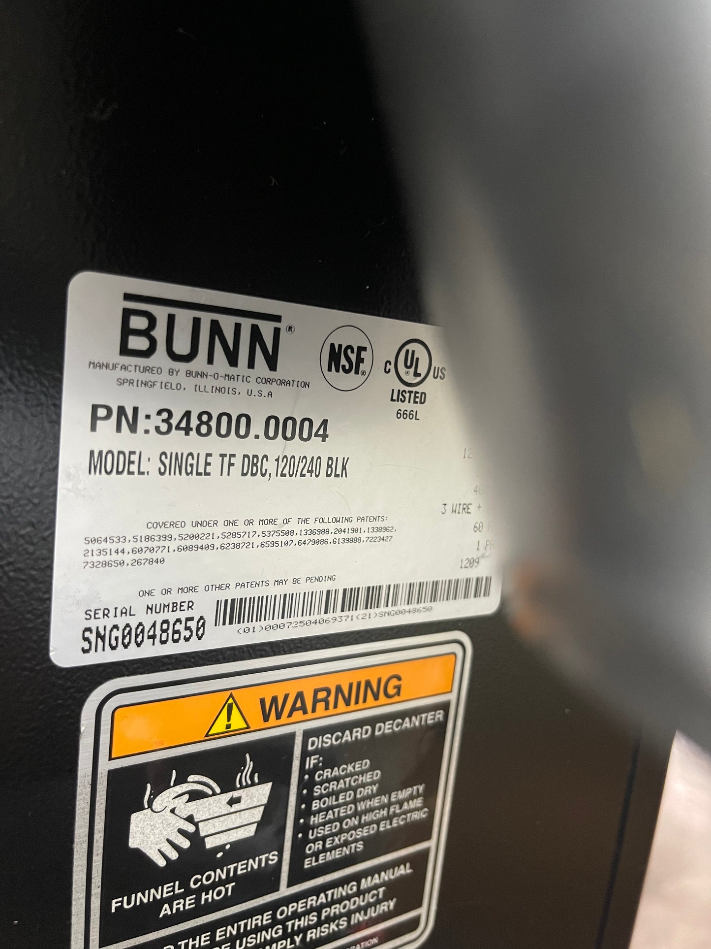 Used Bunn 34800.0004 BrewWISE Black Single ThermoFresh DBC Coffee Brewer - 120/240V