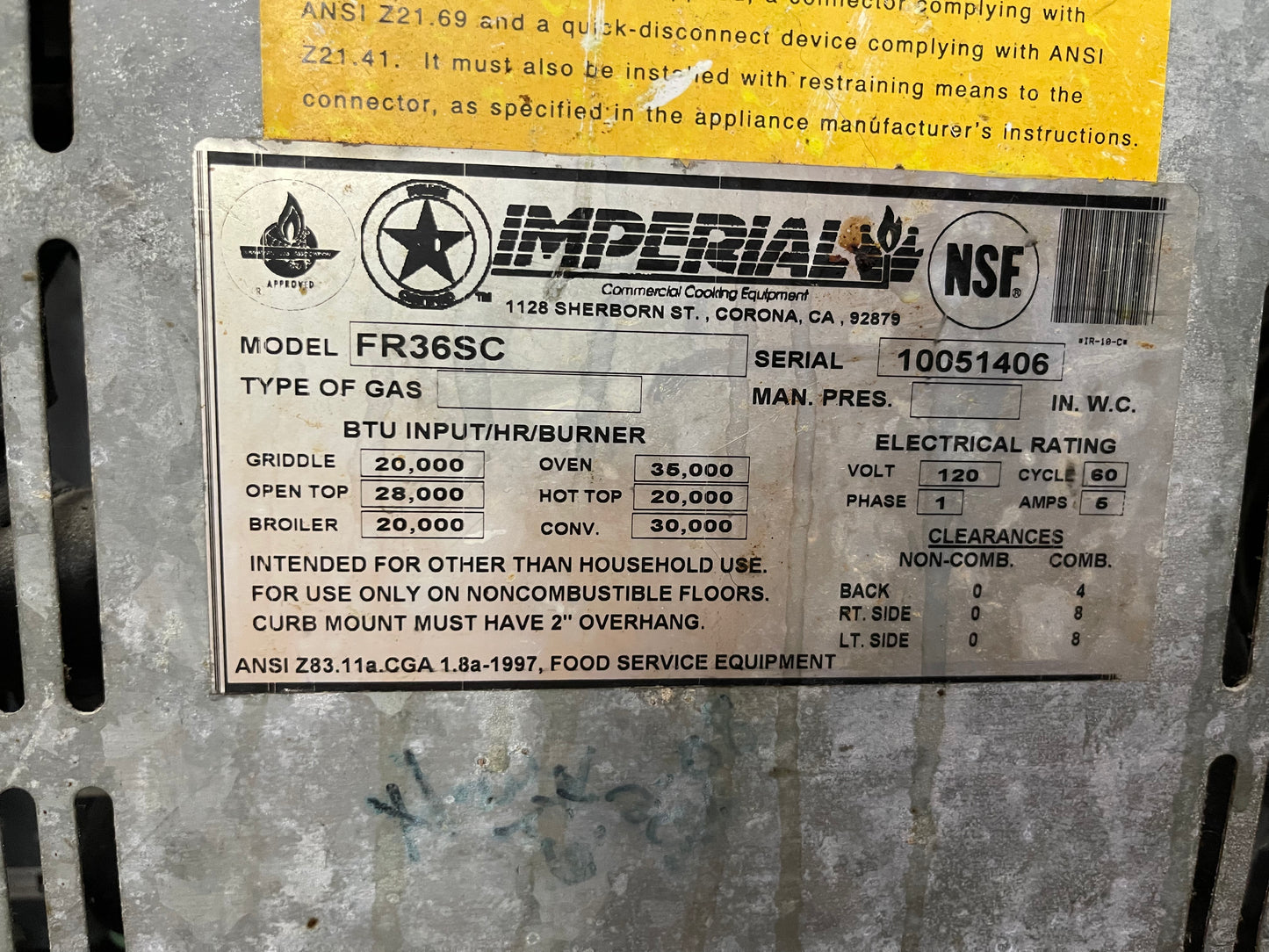 Used Imperial FR36SC 2 Drawer Refrigerated Chef Base with Casters 120V