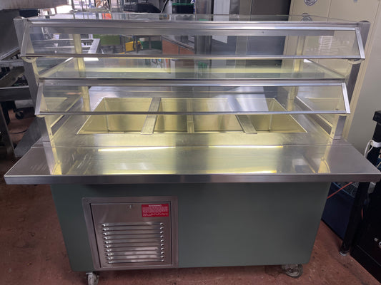Used 50" Colorpoint 50-CFMA 3 Pan Refrigerated Salad Bar with Sneeze Guards 120V