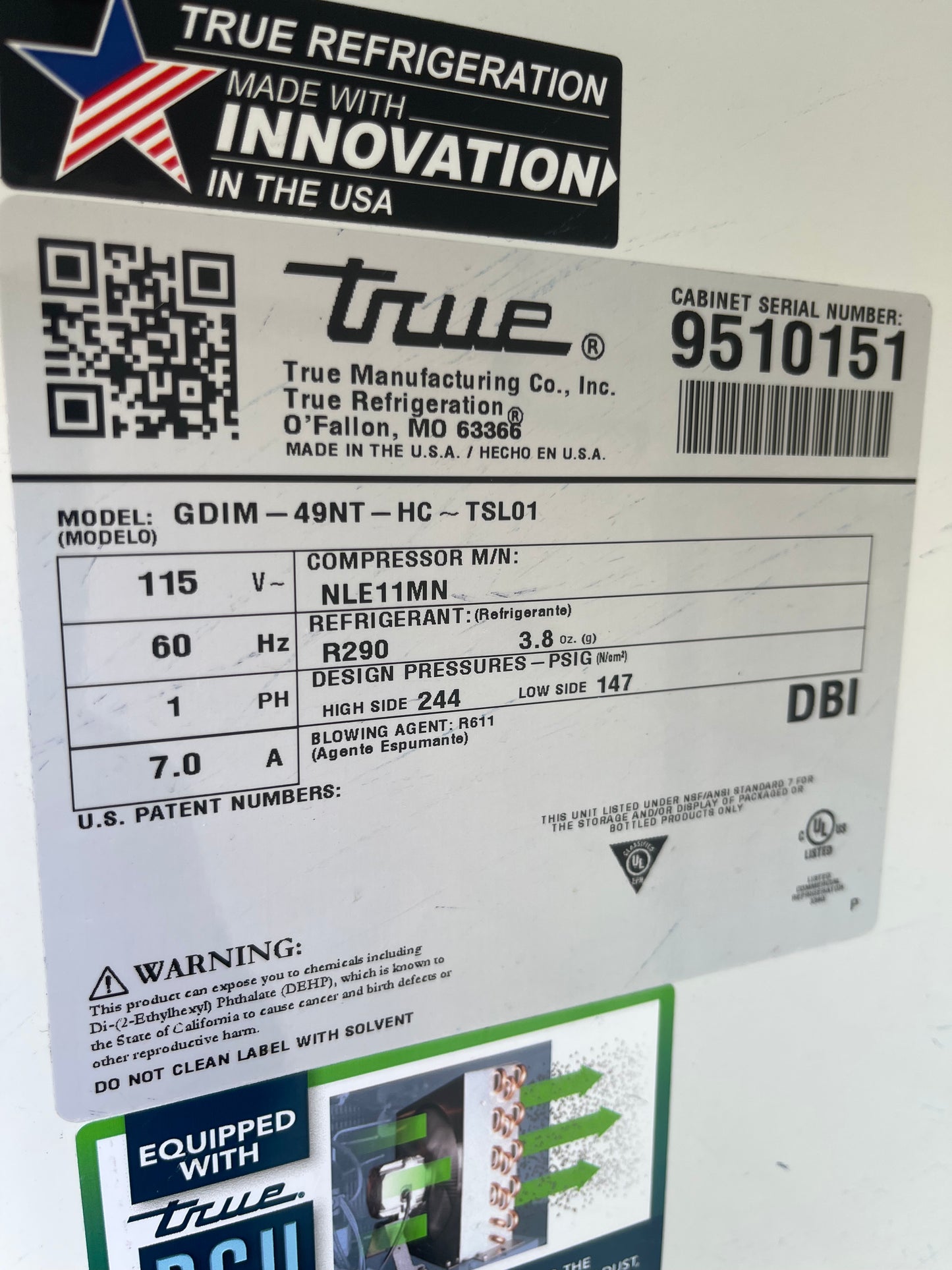 Used 2019 54" True GDIM-49NT-HC~TSL01 Glass 2 Door Ice Merchandiser Indoor Freezer 120V